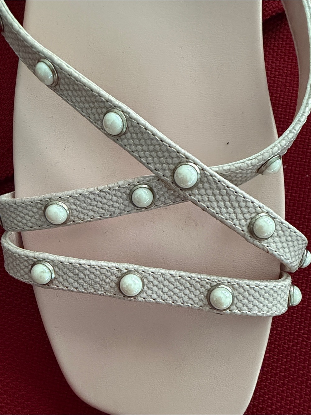 Sam & Libby Light Blush Pearl-Studded Strappy Sandals 9.5 - Picture 6 of 7